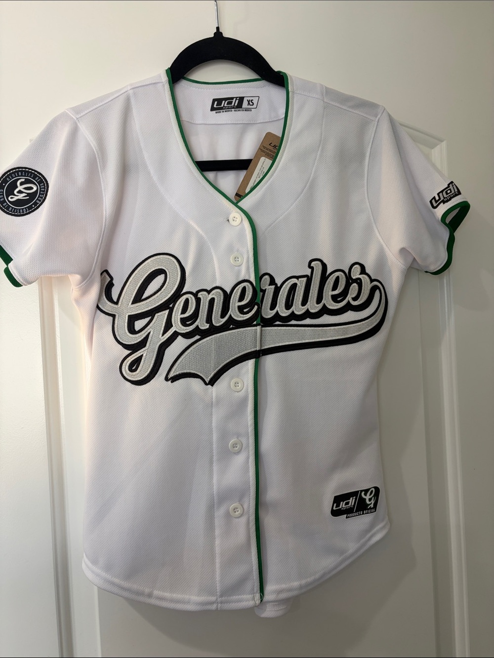 Generales Women's White Jersey with Green Trim by